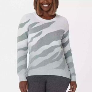 BAREFOOT DREAMS Cozychic Ultra Lite Ocean Reef Pullover Sweater Top Blue Gray 3X